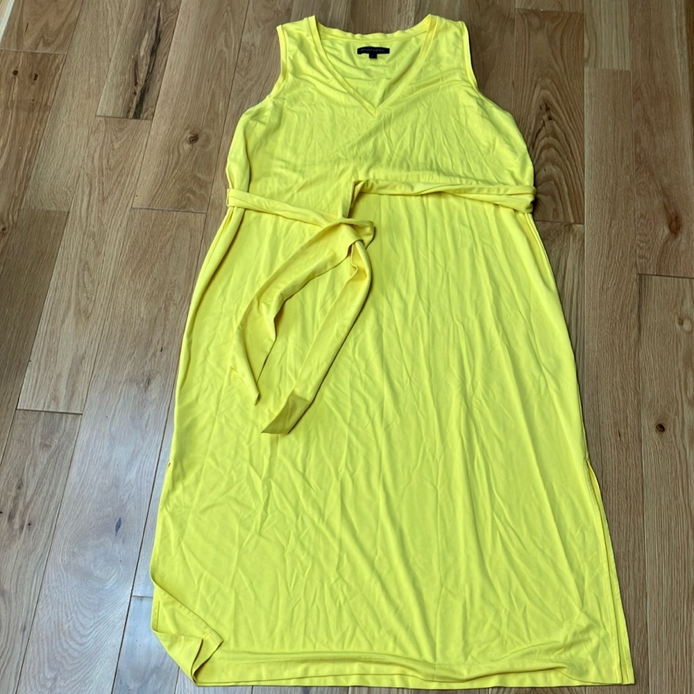 Banana Republic Vibrant Yellow tank Dress with belt, XL